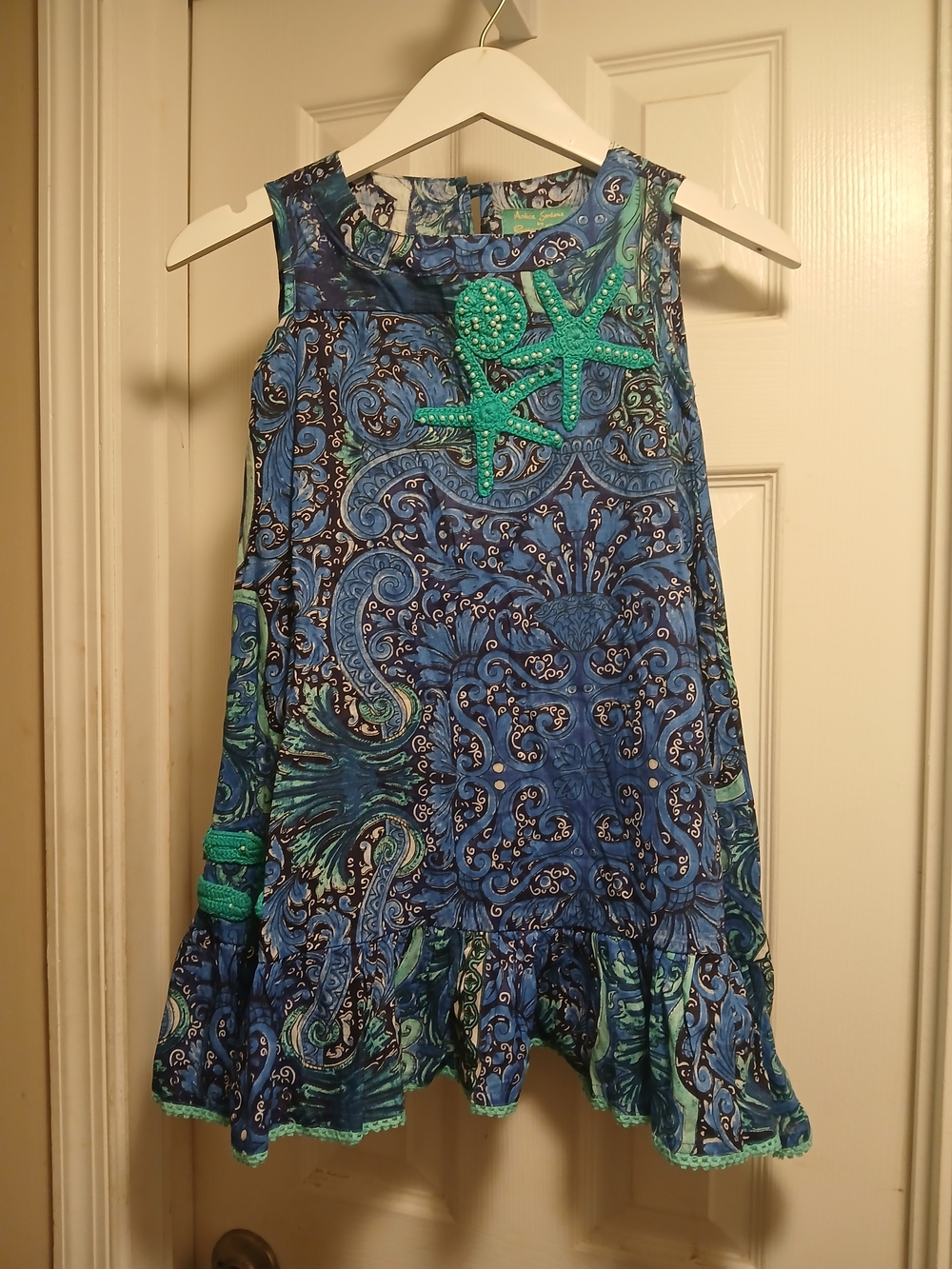 Antica Sartoria by Giacomo Cinque Blue & Teal Paisley Dress Sz.6 Yrs
